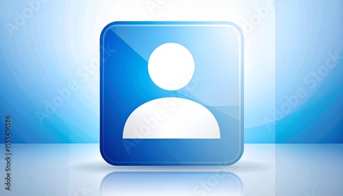 Blue square user icon, symbol for profile, account, and online identity in web app design