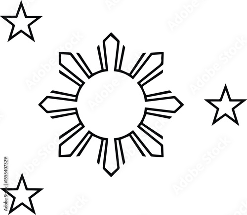 Philippines Flag Stars and Sun outline design eps  isolated on white background eps