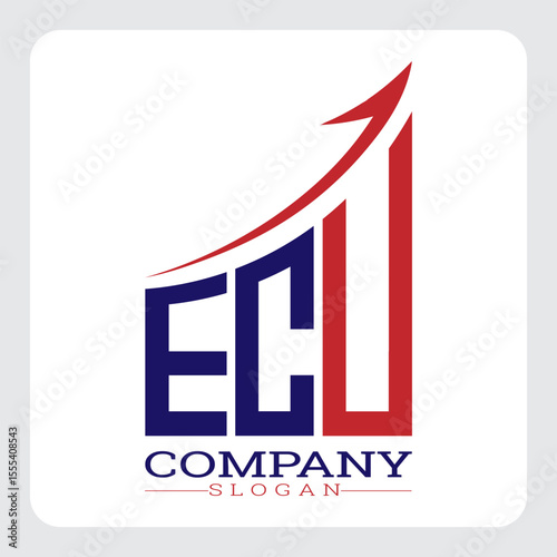 ECU logo design, ECU Company Logo Design Growth vector, ECU Upward Arrow Business Success Logo vector, ECU Corporate Branding Logo , ECU simple and modern logo, ECU business finance logo design, etc.