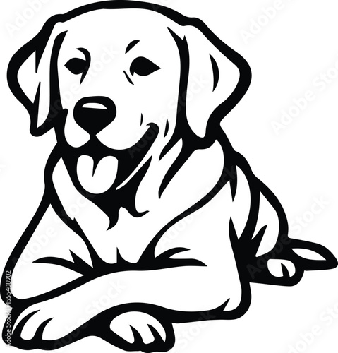 Labrador retriever dog laying crossed legs design isolated on white background eps