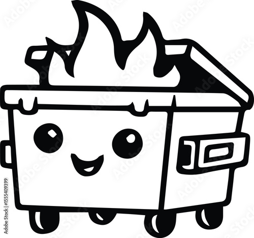 Cute dumpster fire design isolated on white background eps