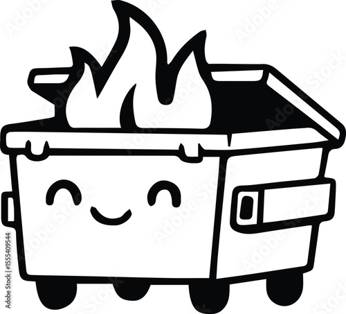 Cute dumpster fire design isolated on white background eps