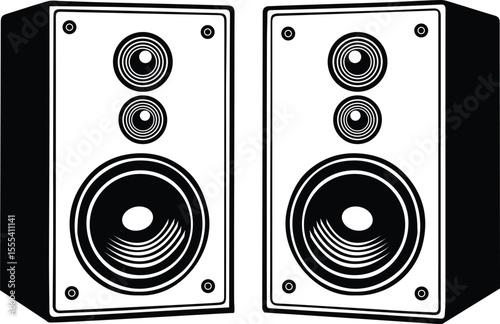 Audio stereo speaker design isolated on white background eps