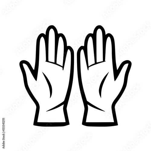 Two open hands, palms facing up, depicted in a simple black and white illustration.