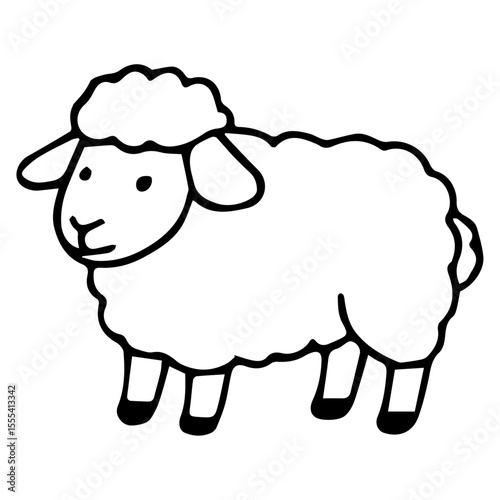 Cute cartoon sheep outline design isolated on white background eps