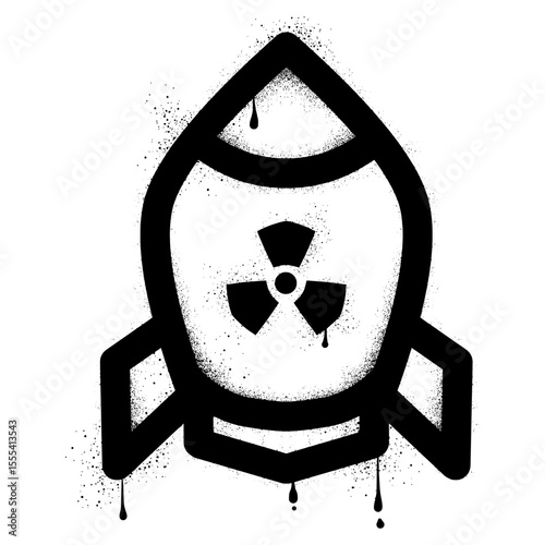 Nuclear bomb with black spray paint graffiti