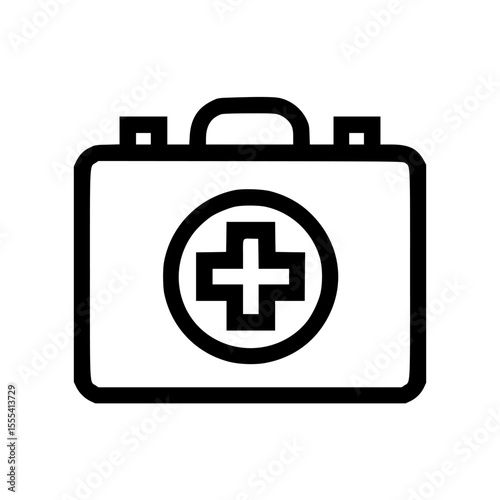 A simple, outlined illustration of a medical first aid kit.