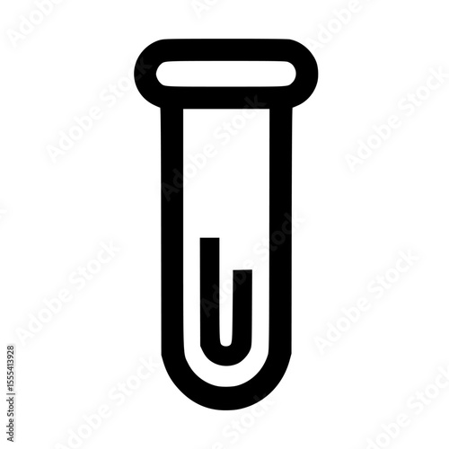 A simple line drawing of a test tube containing a liquid sample, possibly showing a graph or chart representing results.
