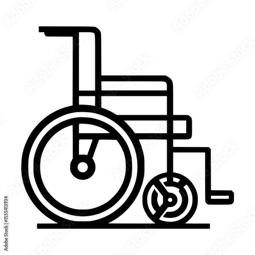 Simple black line drawing of a wheelchair.
