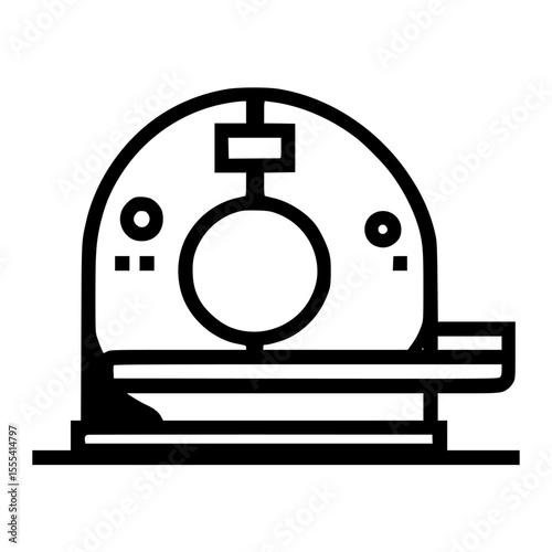 Simple black and white illustration of a medical CT scanner machine.