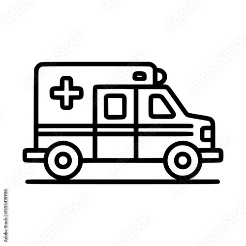 A simple line drawing of an ambulance, ready for emergency response.