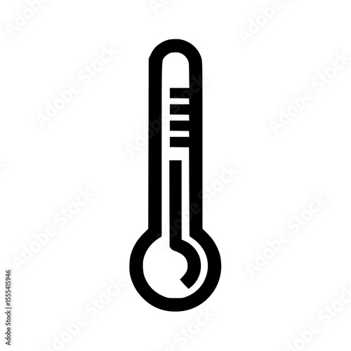 Simple black and white illustration of a thermometer, showing temperature measurement.