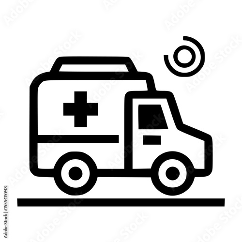 Emergency medical vehicle responding to a call, depicted as a simple line drawing icon.