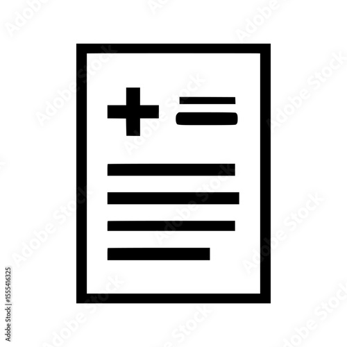 A simple, black and white icon of a medical document.