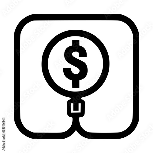 A stylized icon depicting a dollar sign enclosed within a zipper.
