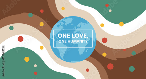 ONE LOVE, ONE HUMANITY - Inspirational World Art Piece for Home Decor
