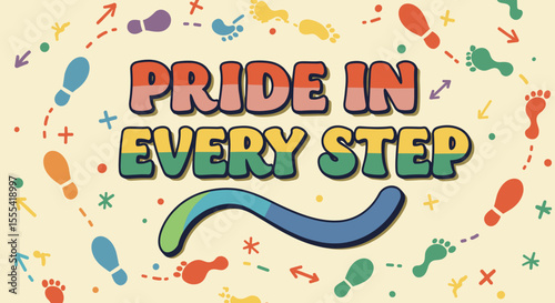 PRIDE IN EVERY STEP - Colorful Motivational Art Print for Home or Office Decor, Cheerful Wall Artwork for Kids’ Spaces