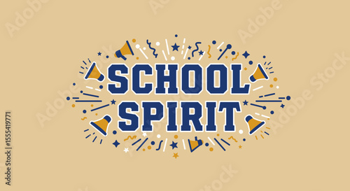 SCHOOL SPIRIT Design for Apparel and Merchandise Featuring Cheerful Elements