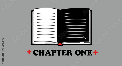 CHAPTER ONE - Open Book Illustration for Creative Writing and Educational Purposes - Unique Graphic Design Art