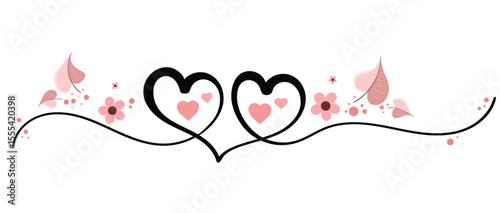 Heart Love couple with ornaments. Celebration my love. Valentines Day. Illustration lovely	
