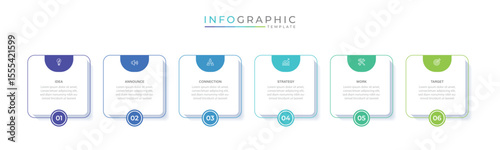 Business vector infographic design template with icons and 6 options or steps. Can be used for process diagram, presentations, workflow layout, flow chart, info graph