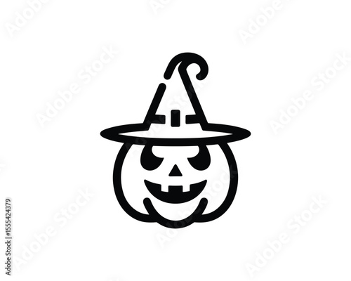 Pumpkin witch hat logo for halloween branding