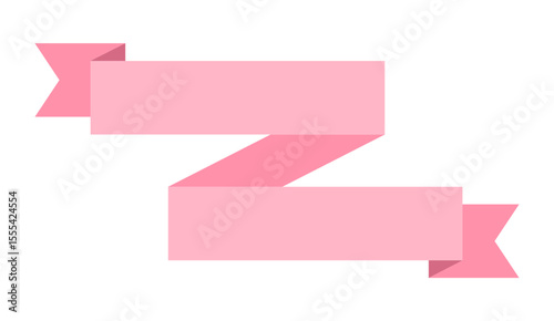 Pink Vector Ribbon Banners. Ribbons Banners with Label, Tag and Quality Badges. Minimal Ribbon Banner in modern simple flat design