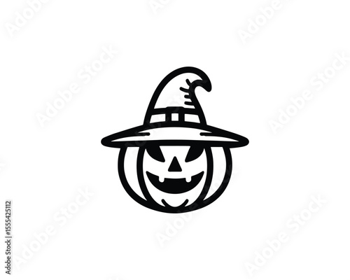 halloween pumpkin in witch hat icon