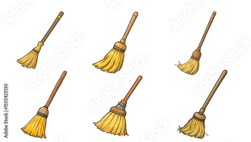 Collection of Traditional Brooms