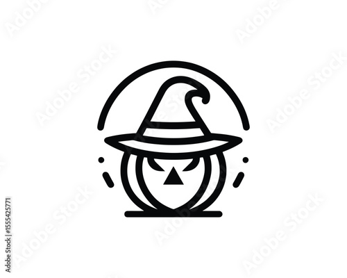 Vector halloween logo of pumpkin in hat
