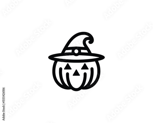 pumpkin illustration in spooky witch hat