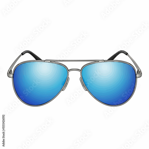 Titanium Pilot with Blue Mirror Lenses Sunglasses