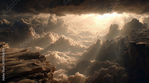 Photorealistic depiction of a serene, ethereal landscape bathed in golden light, evoking a sense of peace and transcendence reminiscent of the New Heaven and New Earth from Revelation 21.