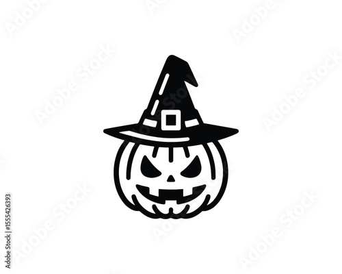 Vector illustration of pumpkin in witch hat