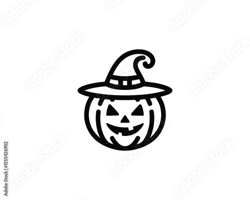 halloween pumpkin in witch hat illustration