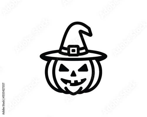 Vector illustration of pumpkin in witch hat