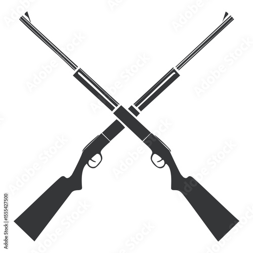 Crossed shotguns hunting weaponry vintage design