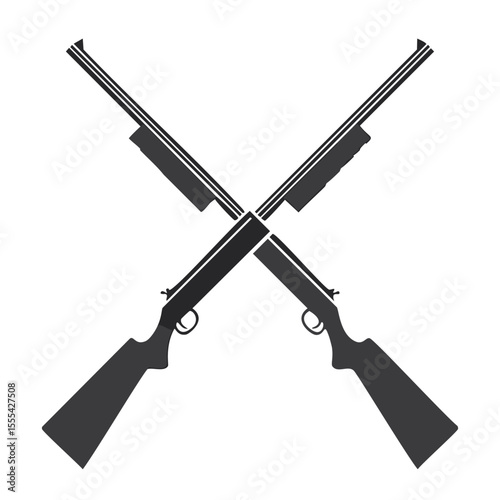 Crossed shotguns hunting weaponry silhouette design