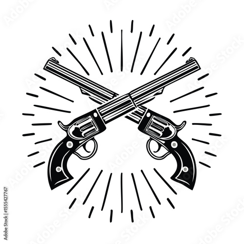 Crossed revolvers wild west gunslinger vintage design