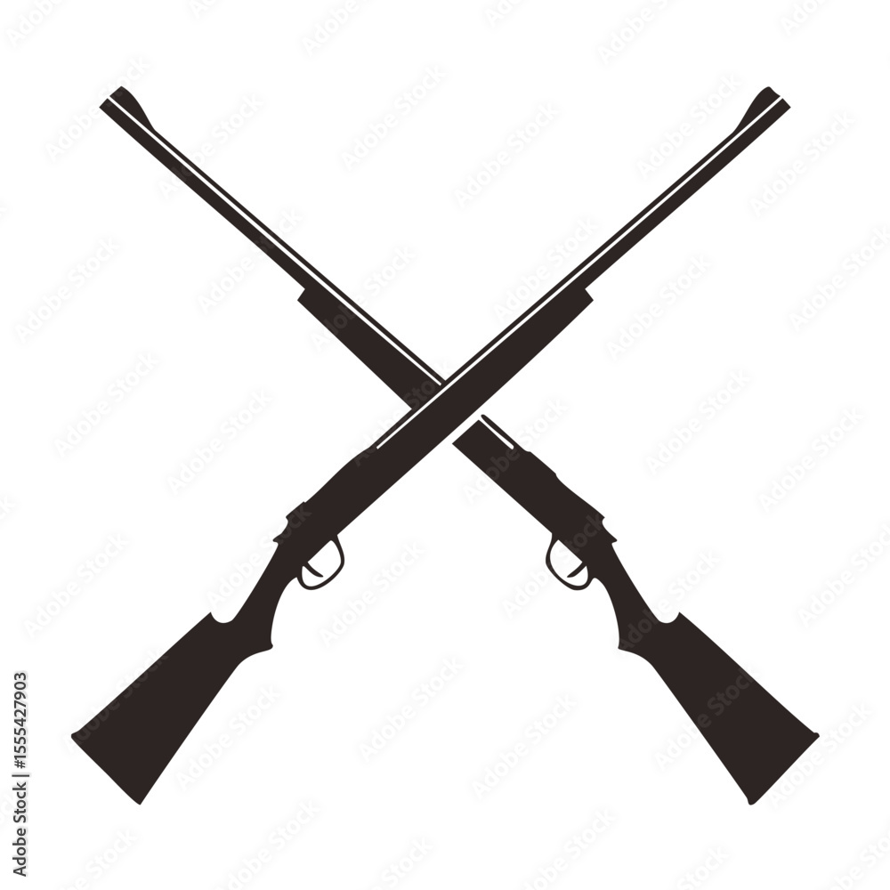 Obraz premium Crossed rifles hunting weapon silhouette design