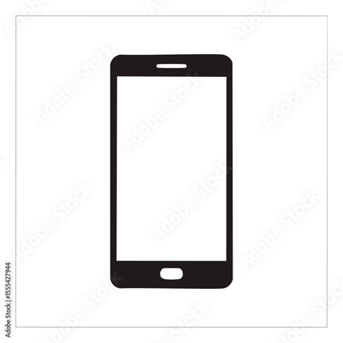 Simple black smartphone icon mobile device app