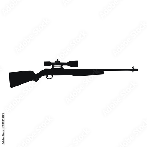 Hunting rifle silhouette scope weapon black
