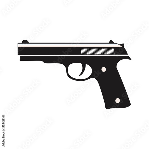 Handgun silhouette isolated on white background weapon