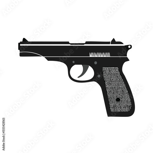Black handgun side view simple illustration