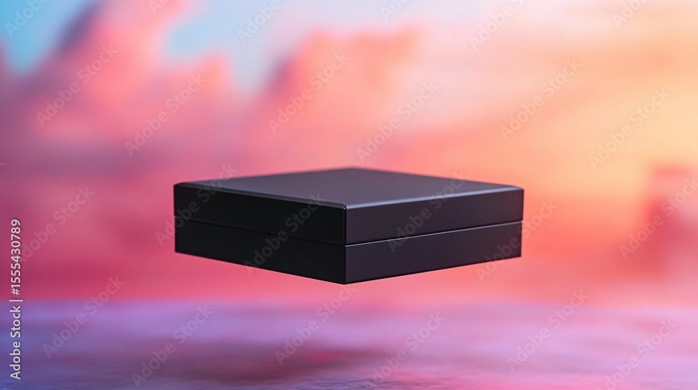 Fototapeta premium Floating Black Gift Box: Product Display