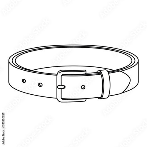 Simple line drawing of a leather belt with a metal buckle and holes