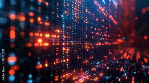 Wallpaper Mural Futuristic Digital Data Stream in Vibrant Red and Blue Colors for Technology and Data Visualization Torontodigital.ca