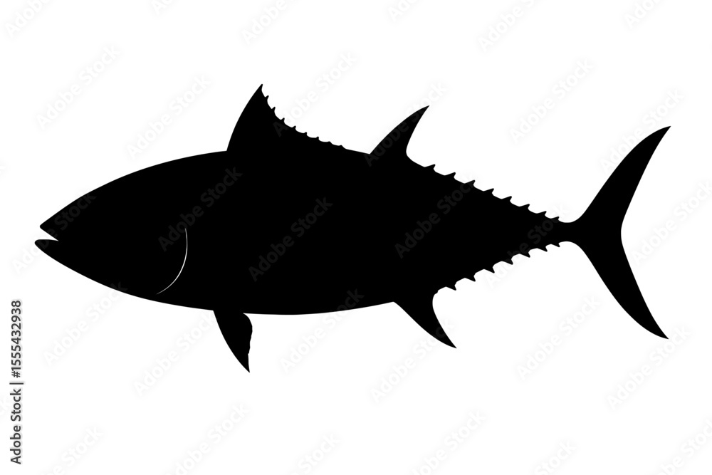 Obraz premium Bold Silhouette of a Skipjack Tuna Against Bright White