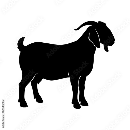 Bold Silhouette of a Boer Goat Highlighting Its Distinctive Horns and Beard