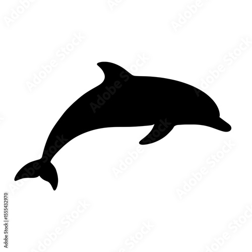 Elegant Bottlenose Dolphin Silhouette in Minimalist Black and White